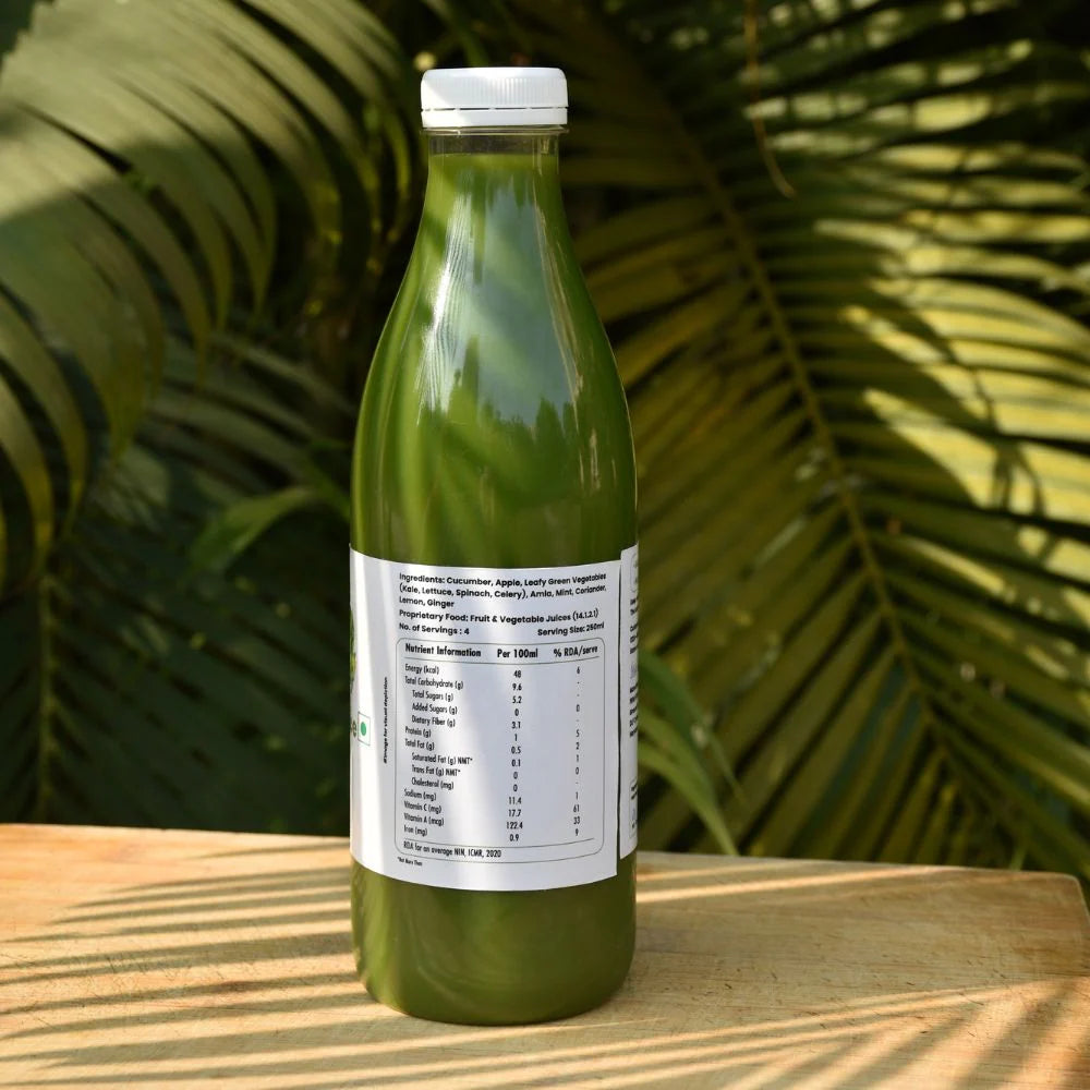 Juice | Green Juice (With &amp; Without Spinach) - Cold Pressed -Plant-Based Energy Matrix, Antioxidant Green Complex- No Added Sugar, Preservatives &amp; Artificial Colour -Plant Based Whole Food- 1000ml