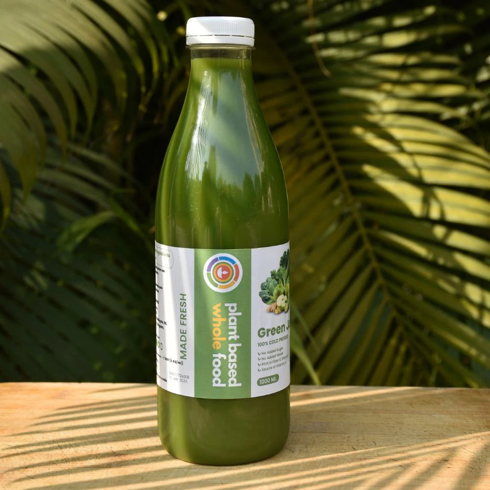 Juice | Green Juice (With &amp; Without Spinach) - Cold Pressed -Plant-Based Energy Matrix, Antioxidant Green Complex- No Added Sugar, Preservatives &amp; Artificial Colour -Plant Based Whole Food- 1000ml
