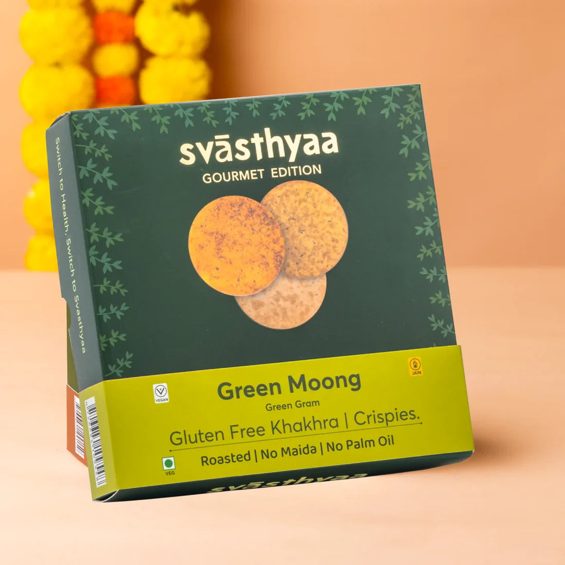 Khakhra | Green Moong – Crispies – Roasted – Vegan, Jain Friendly, No Maida &amp; No Added Palm Oil – Svasthyaa – 200gm