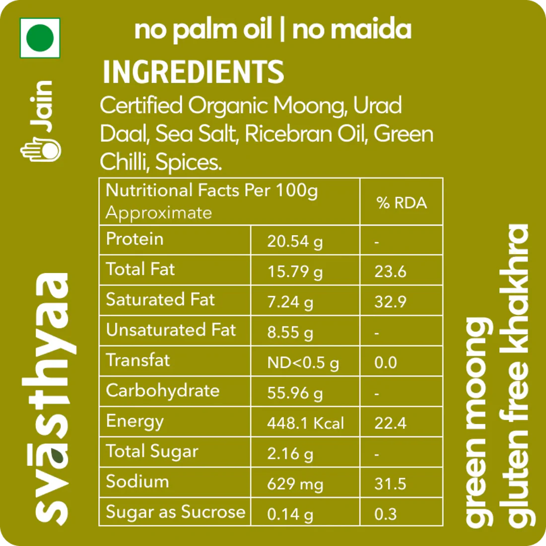 Khakhra | Green Moong – Crispies – Roasted – Vegan, Jain Friendly, No Maida &amp; No Added Palm Oil – Svasthyaa – 200gm
