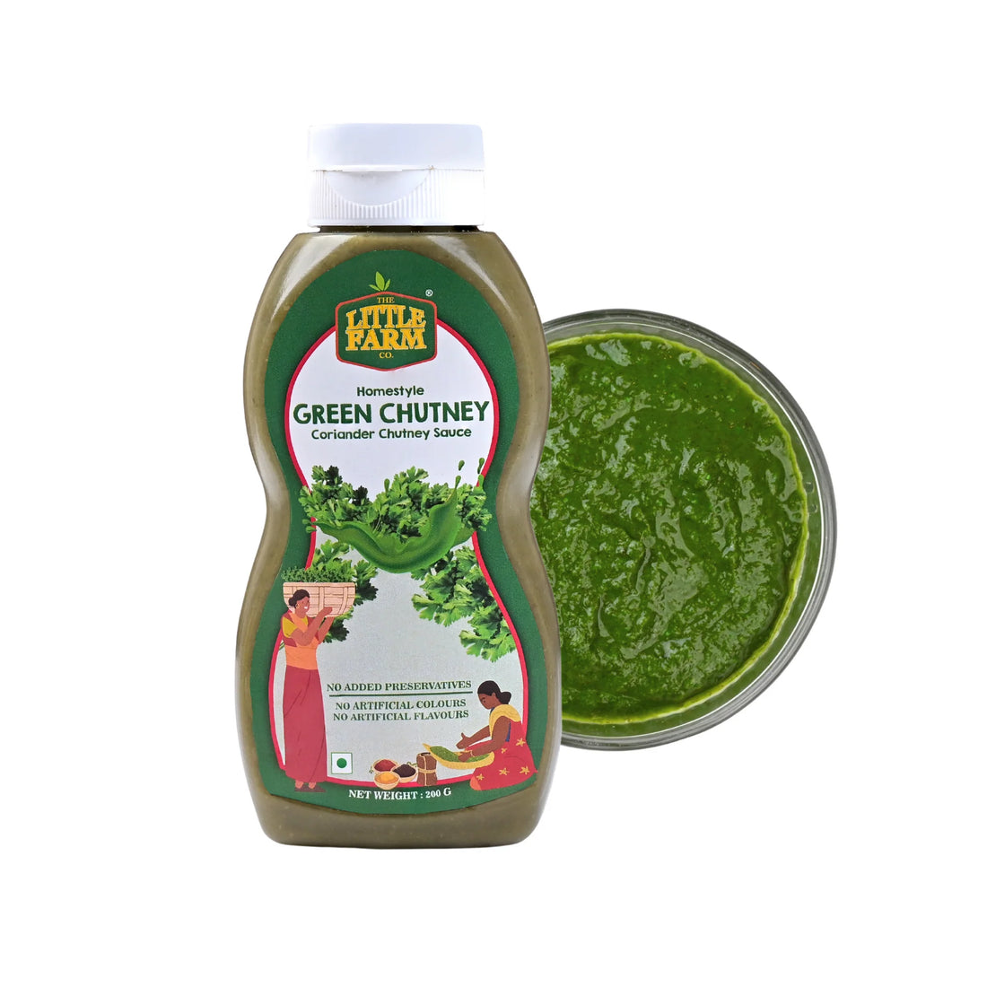 Chutney | Green – Coriander Chutney Sauce – Homemade – Vegan, Gluten Free, Dairy Free, No Added Preservatives, Artificial Colours & No Artificial Flavours Or No Refined Sugar – The Little Farm – 200gm