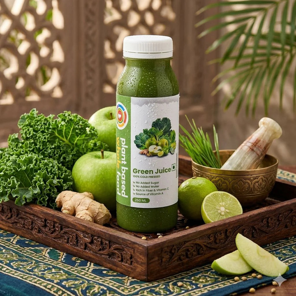Juice | Green Juice (With &amp; Without Spinach) - Cold Pressed -Plant-Based Energy Matrix, Antioxidant Green Complex- No Added Sugar, Preservatives &amp; Artificial Colour -Plant Based Whole Food- 250ml