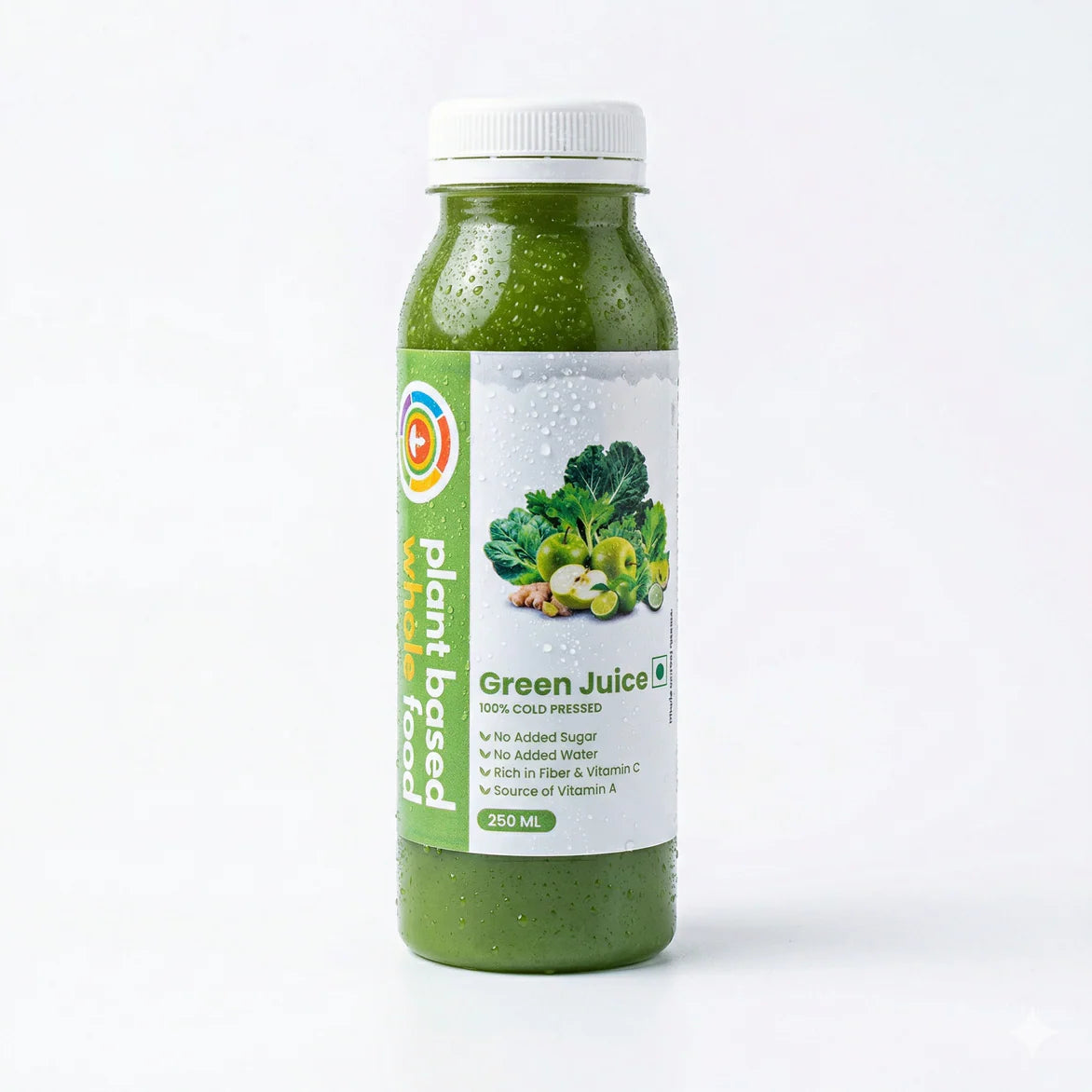 Juice | Green Juice (With &amp; Without Spinach) - Cold Pressed -Plant-Based Energy Matrix, Antioxidant Green Complex- No Added Sugar, Preservatives &amp; Artificial Colour -Plant Based Whole Food- 250ml