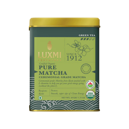 Tea | Green (Pure Matcha) – Smooth Super Sips Of Clean Energy – USDA Organic – High In Anti Oxidants – Luxmi Estate – 50gm