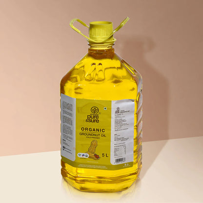 Groundnut Oil | Cold Pressed - Organic - Indian - Pure And Sure - 5000ml