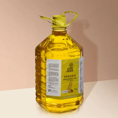 Groundnut Oil | Cold Pressed - Organic - Indian - Pure And Sure - 5000ml