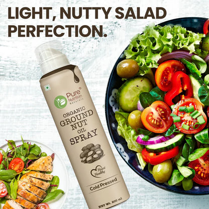 Groundnut Oil | Groundnut Oil Spray - Ideal For Grilling, Sautéing &amp;amp; Low Calorie Cooking - Supports Heart Health - 100% Pure – Cold Pressed – Pure Nutrition – 200ml