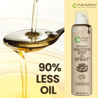 Groundnut Oil | Groundnut Oil Spray - Ideal For Grilling, Sautéing &amp;amp; Low Calorie Cooking - Supports Heart Health - 100% Pure – Cold Pressed – Pure Nutrition – 200ml
