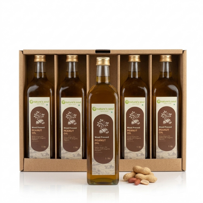Groundnut Oil | Peanut Oil (Wood Pressed) - Extra Virgin Oil - Made With Organic Peanut -No Bleaching or Deodorizing, Preserves Healthy Fats-No Chemical Fertilizers or Synthetic Pesticide-Nature&