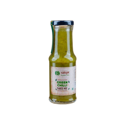 Sauce | Green Chilli Sauce Mix - Tangy &amp; Spicy - Instant Mix for Dips, Fries &amp; Street- Style Recipes - Satvyk - 200gm