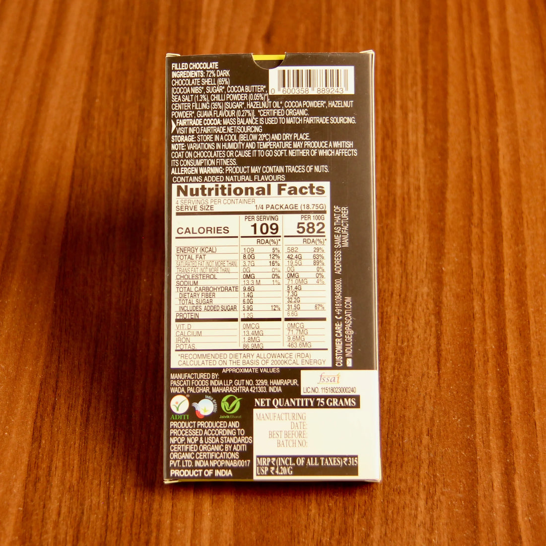 Chocolate | Guava, Chilli &amp; Sea Salt - Vegan - Pascati - 75gm