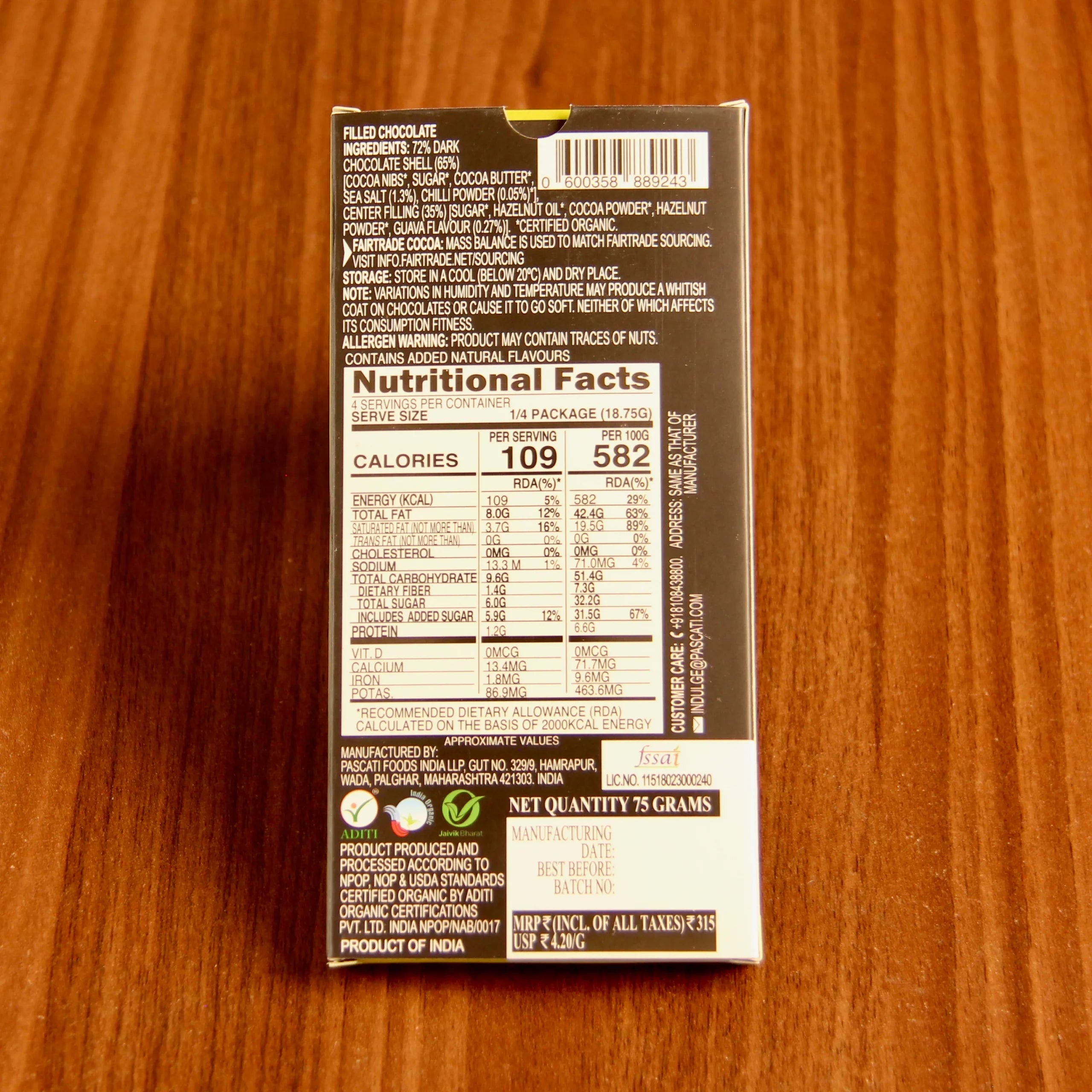 Chocolate | Guava, Chilli &amp; Sea Salt - Vegan - Pascati - 75gm