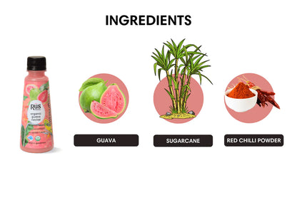 Guava Nectar - Guava Juice – Cold Pressed – USDA Organic – Indian – No Added Sugar – Rus Organic – 200ml