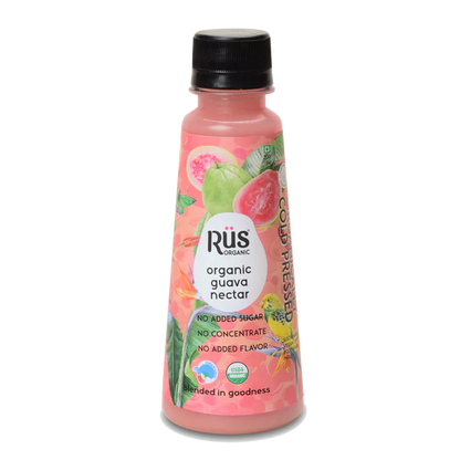 Guava Nectar - Guava Juice – Cold Pressed – USDA Organic – Indian – No Added Sugar – Rus Organic – 200ml