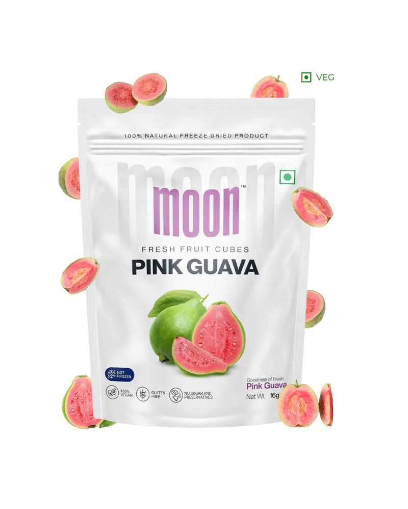 Fruit Bites | Pink Guava (Goodness Of Fresh Pink Guava) - 100% Natural  - Vegan, Gluten Free, No Added Sugar, No MSG, No GMO &amp;amp; No Added Preservatives - Moon - 16gm