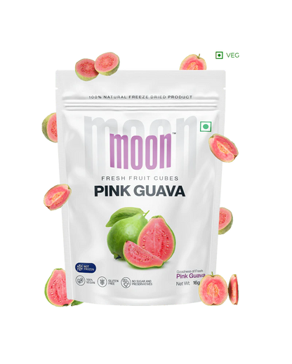 Fruit Bites | Pink Guava (Goodness Of Fresh Pink Guava) - 100% Natural  - Vegan, Gluten Free, No Added Sugar, No MSG, No GMO &amp;amp; No Added Preservatives - Moon - 16gm