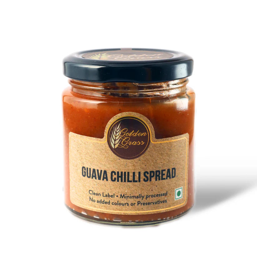 Spread | Guava Chilli Spread - 100% Natural – Vegan, No Added Colour &amp; No Added Preservatives – Golden Grass – 200gm