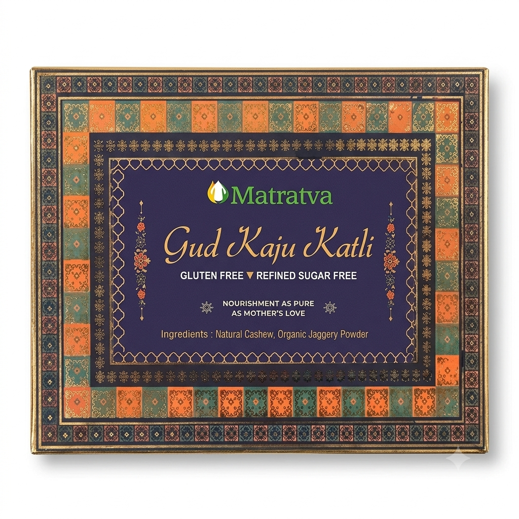 Gud Kaju Katli  -Gluten Free - Made From 100% Natural Ingredients - No Preservatives &amp; Refined Sugar Free - Matratva - 500gm
