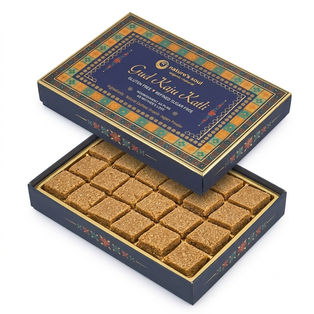 Gud Kaju Katli  -Gluten Free - Made From 100% Natural Ingredients - No Preservatives &amp; Refined Sugar Free -Nature&