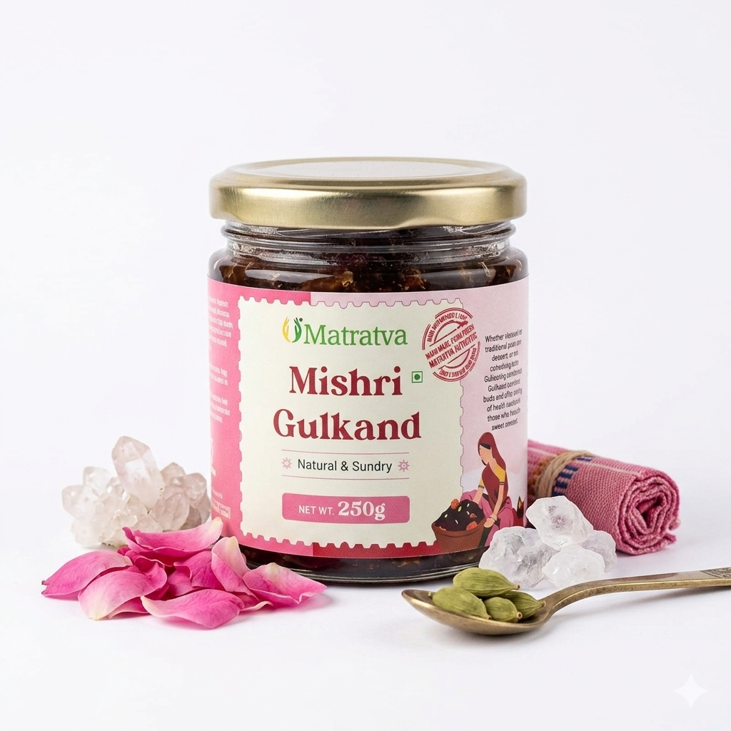 Gulkanda | Mishri Gulkand (Natural &amp; Sundry)-Rose Petal Jam -100% Organic – No Added Colour, &amp; Preservatives – Matratva – 250gm