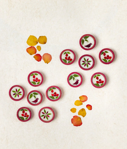 Diya | Summer Dance Diya - Handcrafted – Eco Friendly Soy Wax, No Chemical &amp; No Harmful Fumes – Nature’s Soul - Set of 12 (22 × 18 × 5 cm)