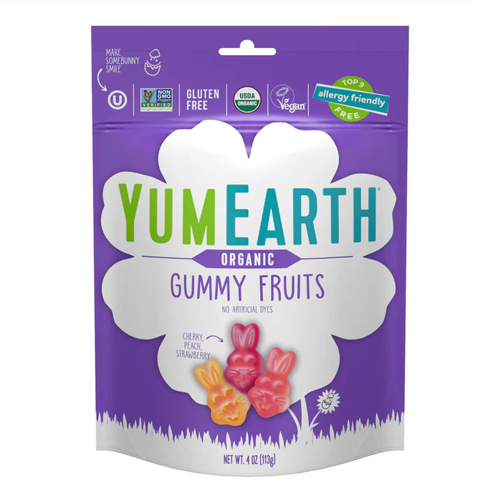 Gummy Fruits - USDA Organic - Vegan, Gluten Free, Non GMO & No High Fructose Corn Syrup Or No Artificial Dyes - Yum Earth - 113gm