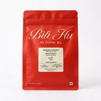 Gunibyle Estate Medium (Roasted Beans) Coffee- Hand Picked, Craft Roasted – Bili Hu – 250gm