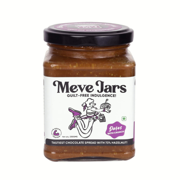 Spread | Hazelnut Chocolate Spread (With 73% Hazelnut) – Made With Dates Crunchy – Vegan, Gluten Free, Dairy Free, High In Protein &amp;amp; No Added Preservatives – Meve Jars – 230gm