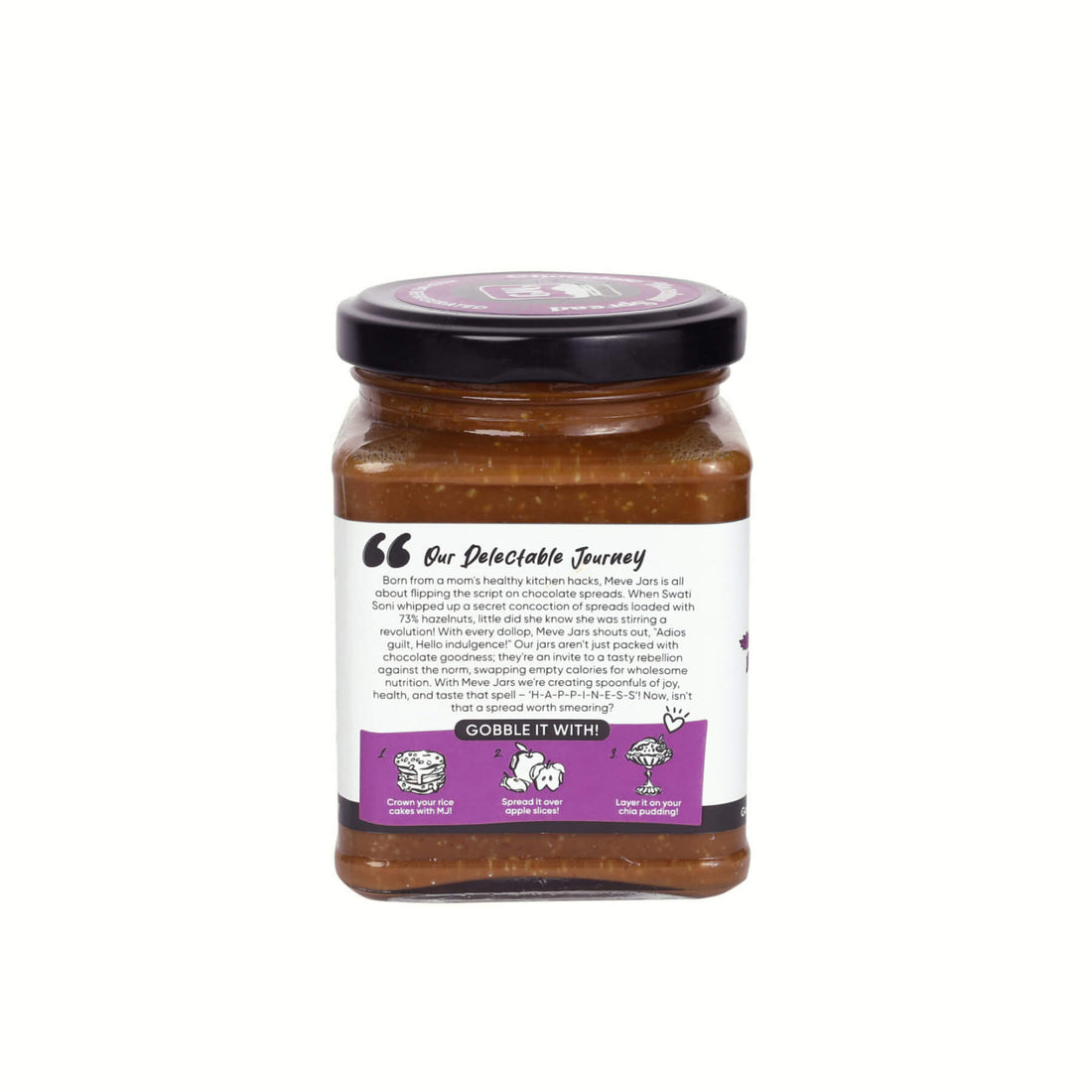 Spread | Hazelnut Chocolate Spread (With 73% Hazelnut) – Made With Dates Crunchy – Vegan, Gluten Free, Dairy Free, High In Protein &amp;amp; No Added Preservatives – Meve Jars – 230gm