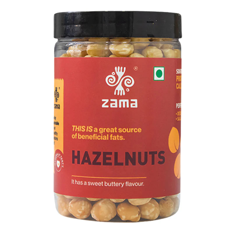 Hazelnuts | Buttery Flavour – Perfect For Dessert And Salads – High In Protein &amp; Calcium – Zama Organics – 250gm