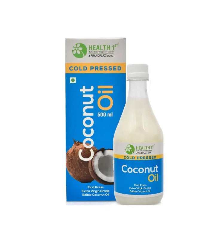 Coconut Oil | Extra Virgin Coconut Oil- Organic, Pure &amp; Natural Oil for Skin, Hair &amp; Cooking – Cold Pressed – Health 1st – 500ml