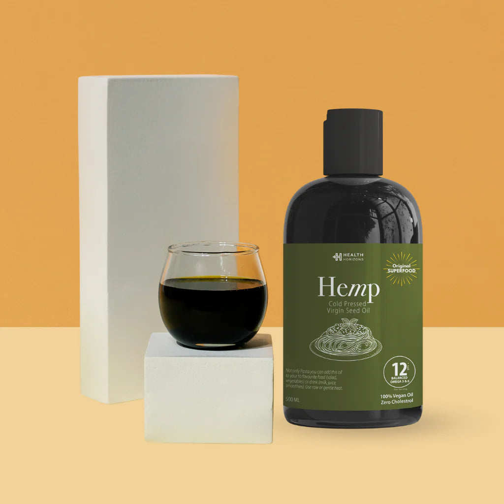 Seed Oil | Hemp Seed Oil - Virgin Oil - Natural - Cold Pressed - Vegan, Zero Cholesterol &amp;amp; Soy Free - Health Horizon - 500ML