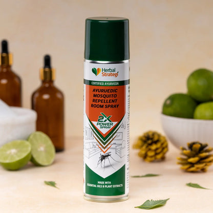 Repellent | Ayurvedic Mosquito Repellent Room Spray  (2X Power Spray)-Made With Essential Oils &amp; Plant Extracts -100% Herbal Actives - Certified Ayurveda (AYUSH) - Non-Toxic &amp; Eco friendly - No Side Effects , NO CFC - Herbal Strategi - 200ml