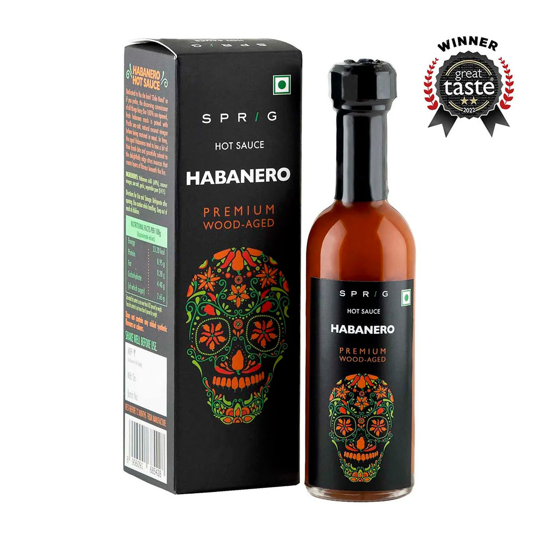 Hot Sauce | Habanero Premium Wood Aged Hot Sauce – Vegan, Gluten Free, kosher Friendly, Paleo Friendly, No Added Sugar &amp; No Added synthetic colors Or Flavors - Sprig – 55gm