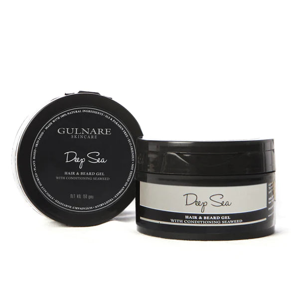 Hair &amp;amp; Beard Gel | Deep Sea (With Conditioning Seaweed) - Natural - Cruelty Free, Paraben Free, Silicone Free &amp;amp; Sls Free - Gulnare - 150gm