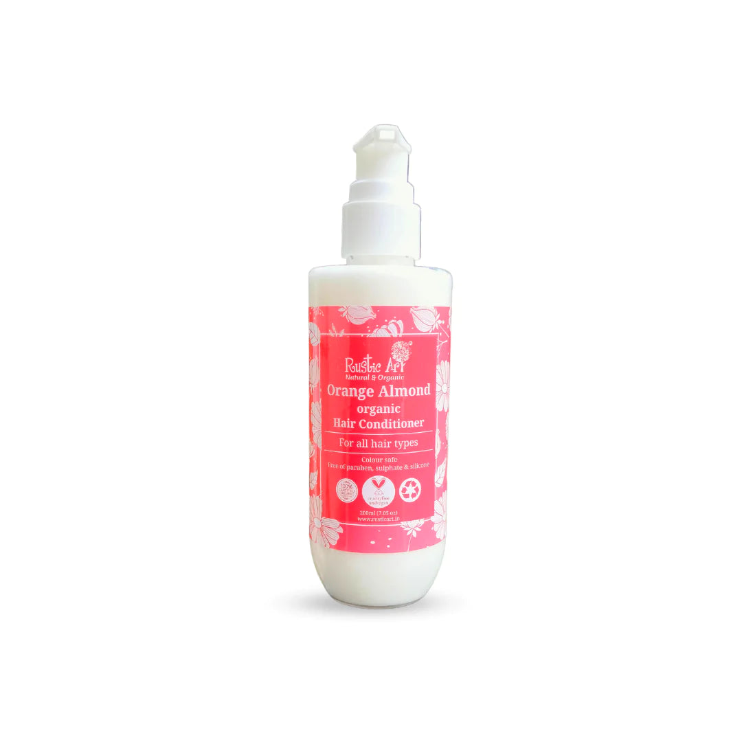 Hair Conditioner | Orange Almond - For All Hair Types  - Vegan, Cruelty Free, Paraben, Sulphate &amp;amp; Silicone Free - Rustic Art - 200ml