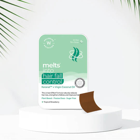 Hair Fall Control - Melts - (Kernat + Virgin Oil) - Vegan, Gluten Free &amp;amp; Sugar Free - Wellbeing Nutrition - 30 Strips