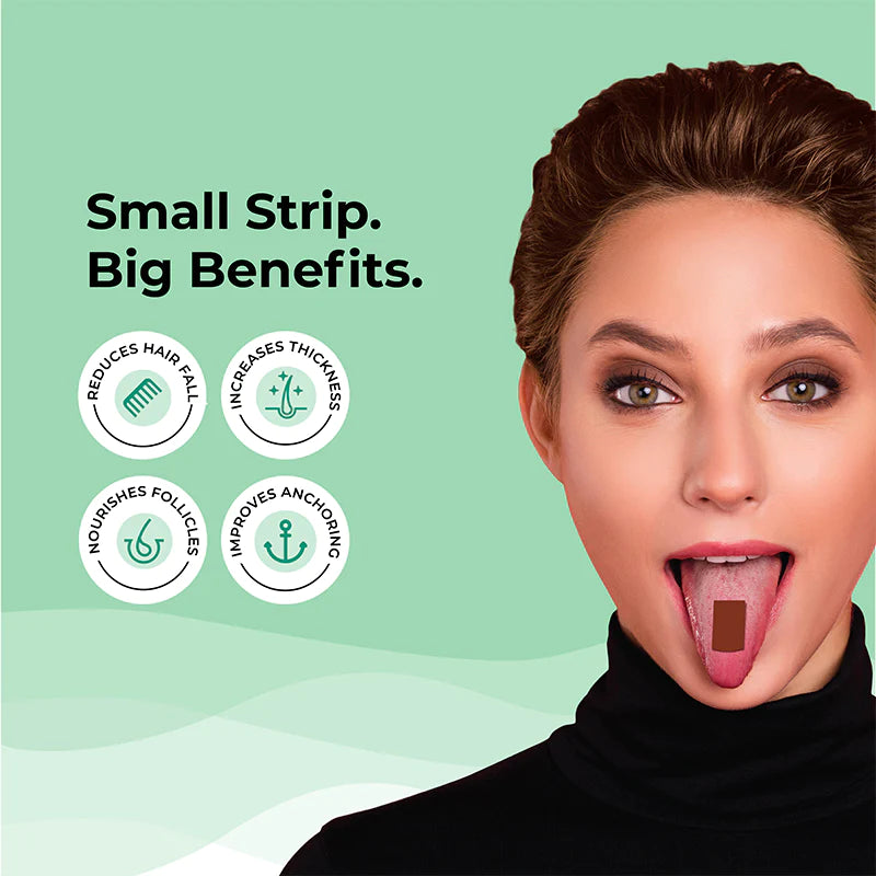 Hair Fall Control - Melts - (Kernat + Virgin Oil) - Vegan, Gluten Free &amp;amp; Sugar Free - Wellbeing Nutrition - 30 Strips