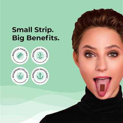 Hair Fall Control - Melts - (Kernat + Virgin Oil) - Vegan, Gluten Free &amp;amp; Sugar Free - Wellbeing Nutrition - 30 Strips