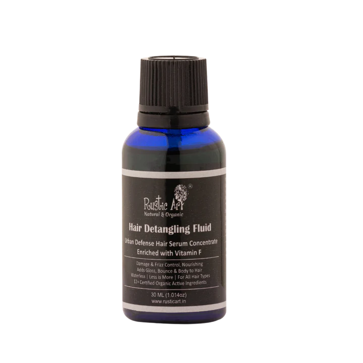 Hair Serum | Hair Detangling Fluid (With Amla, Methi &amp;amp; Vitamin E) - For All Hair Types - Organic - Damage, Frizz Control &amp;amp; Nourishing Adds Gloss - Rustic Art - 30ml
