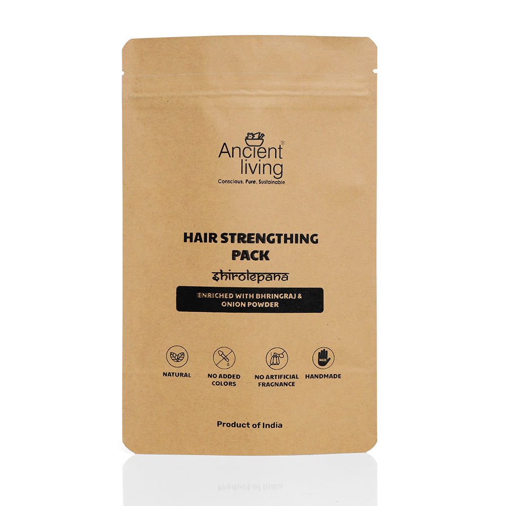 Hair Strengthing | Pack (Enriched With Bhringraj &amp; Onion Powder) - Handmade - Natural - No Added Colors, No Artificial Fragrance - Ancient Living - 100gm