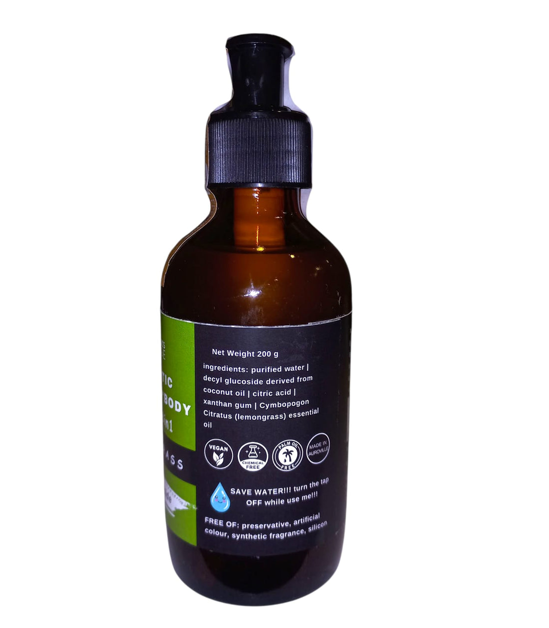 Hair, Face, Body Wash | Lemongrass - Vegan, Chemical Free & Palm Oil Free - Probiotic House - 200gm