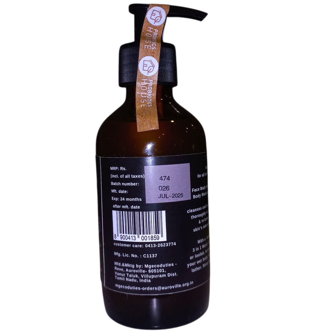 Hair, Face, Body Wash | Rose - Prebiotic - Vegan, Chemical Free, Palm Oil Free &amp; No Added Preservatives  - Probiotic House - 200gm