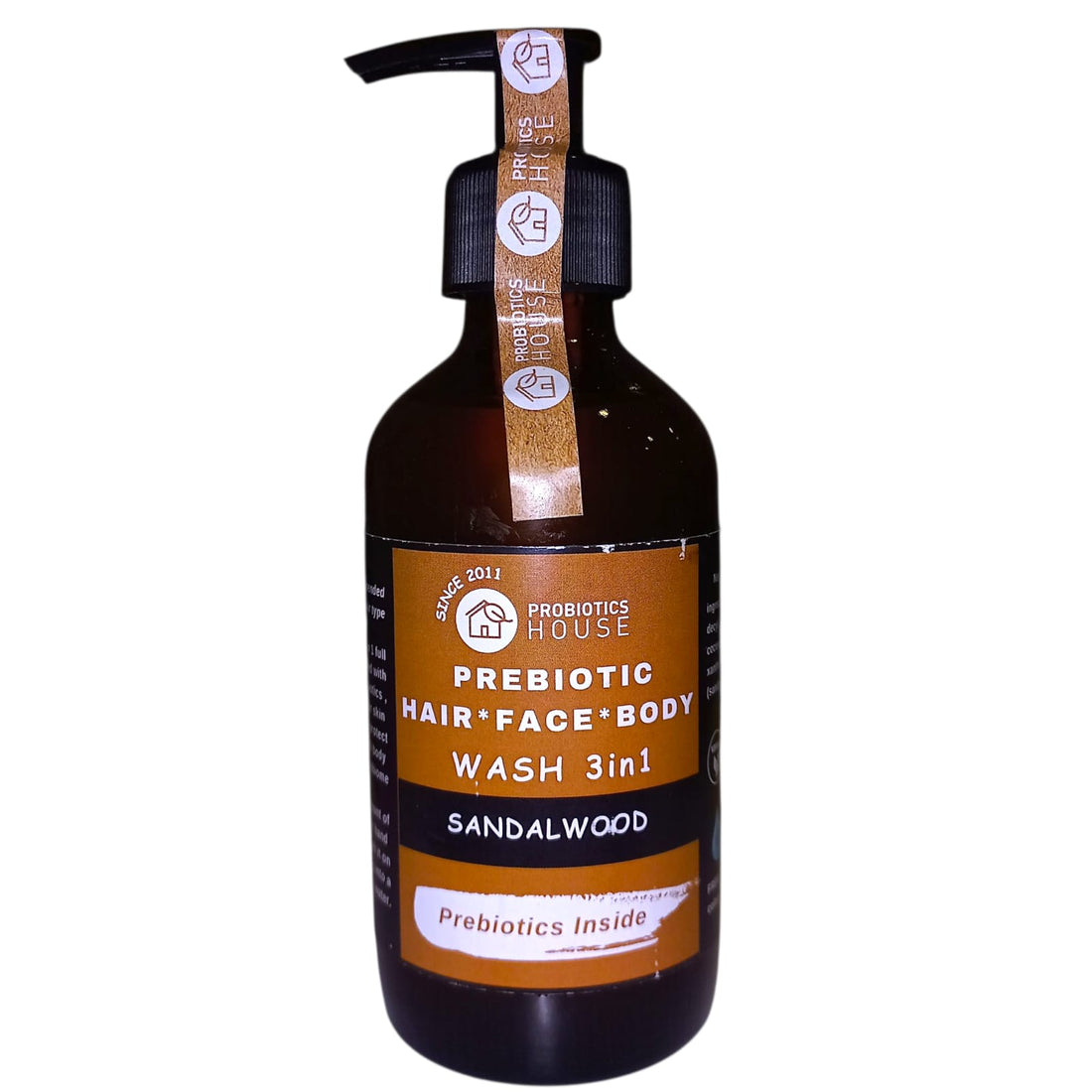Hair, Face, Body Wash | Sandalwood - Prebiotic - Vegan, Chemical Free &amp; Palm Oil Free - Probiotic House - 200gm
