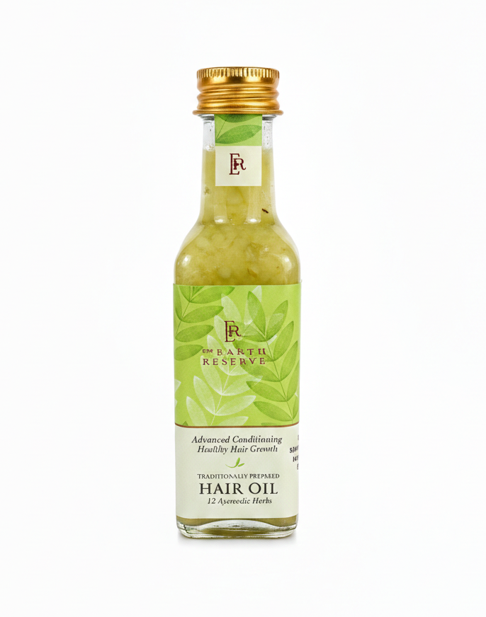 Hair Oil | Traditionally Prepared (Ayurvedic Herbs)  - Conditioning Healthy Hair Growth- 100% Natural- No Petrochemicals, No Synthetic &amp;amp; No Added Preservatives - The Earth Reserve - 100ml