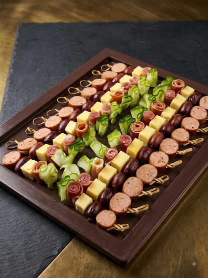 Ham Sausage Tapas Grazing Skewers -Spanish style (20 Grazing Skewers) - Ready To Eat -  Gourmet Non-Veg Party Appetizers  - Made with Organic Ingredients- 6 - 10 Persons
