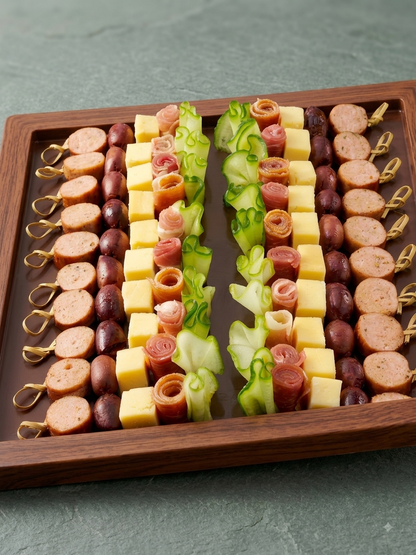 Ham Sausage Tapas Grazing Skewers -Spanish style (20 Grazing Skewers) - Ready To Eat -  Gourmet Non-Veg Party Appetizers  - Made with Organic Ingredients- 6 - 10 Persons