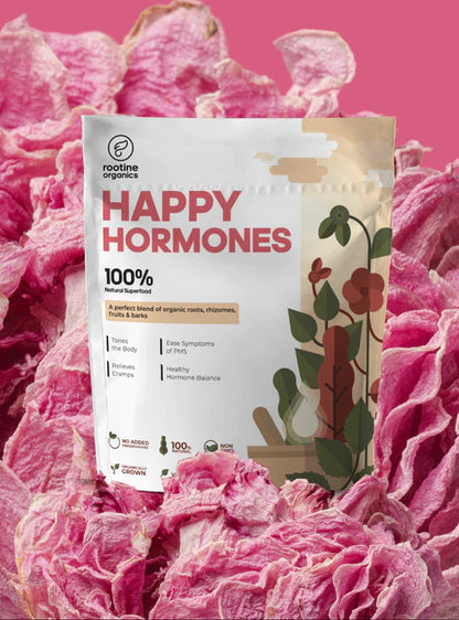 Happy Hormone | (A Perfect Blend Of Organic Roots, Rhizomes, Fruits &amp;amp; Bark) - Tones The Body - Ease Symptoms Of Pms - Relieves Cramps - Natural Superfood - Vegan, Non Gmo &amp;amp; No Added Preservatives - Rootine Organics - 100gm