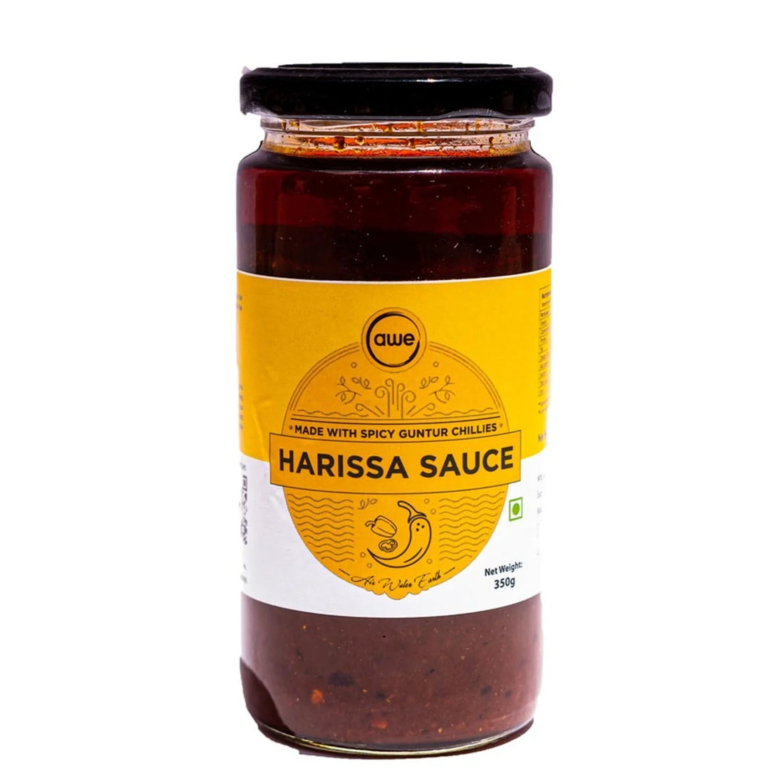 Harissa Sauce | (Made With Spicy Guntur Chillies) - Vegan, No Added Preservatives & No Msg - Awe - 350gm