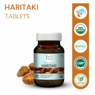 Haritaki Tablets (Terminalia Chebula)- Dietary Supplement-USDA Organic, Vegan – Just Jaivik – 60 Capsule